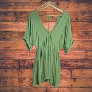 O'Neill Green V-Neck Mini Dress Medium